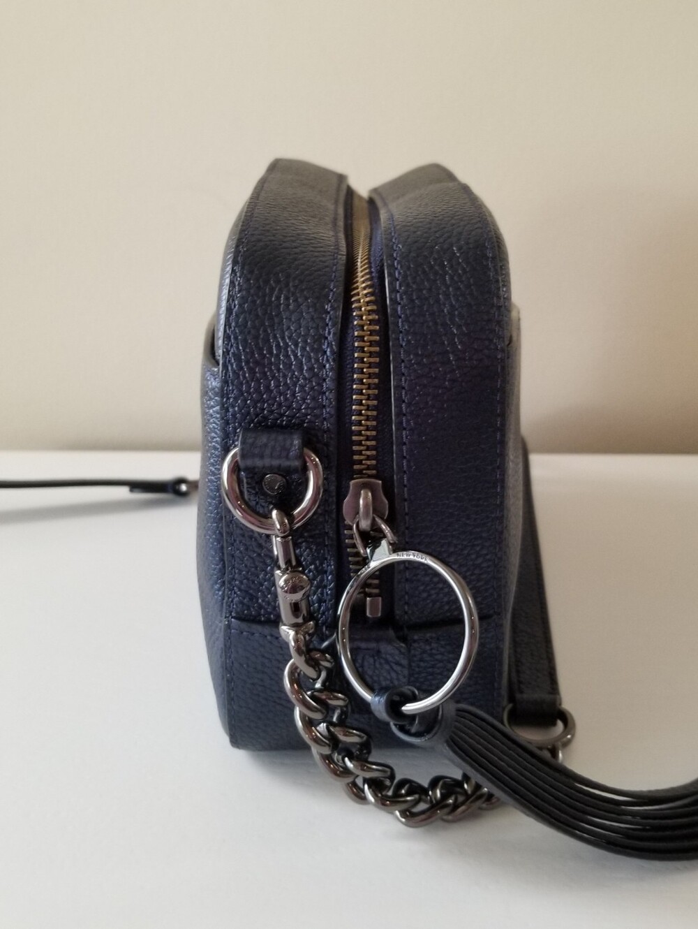Coach Metallic Blue Camera Bag Pebbled Leather - Picture 9 of 15
